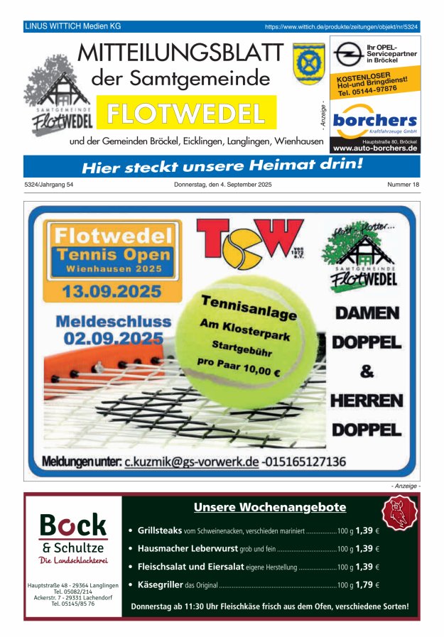 Titelblatt Mitteilungsblatt der Samtgemeinde Flotwedel Ausgabe: 10/2024