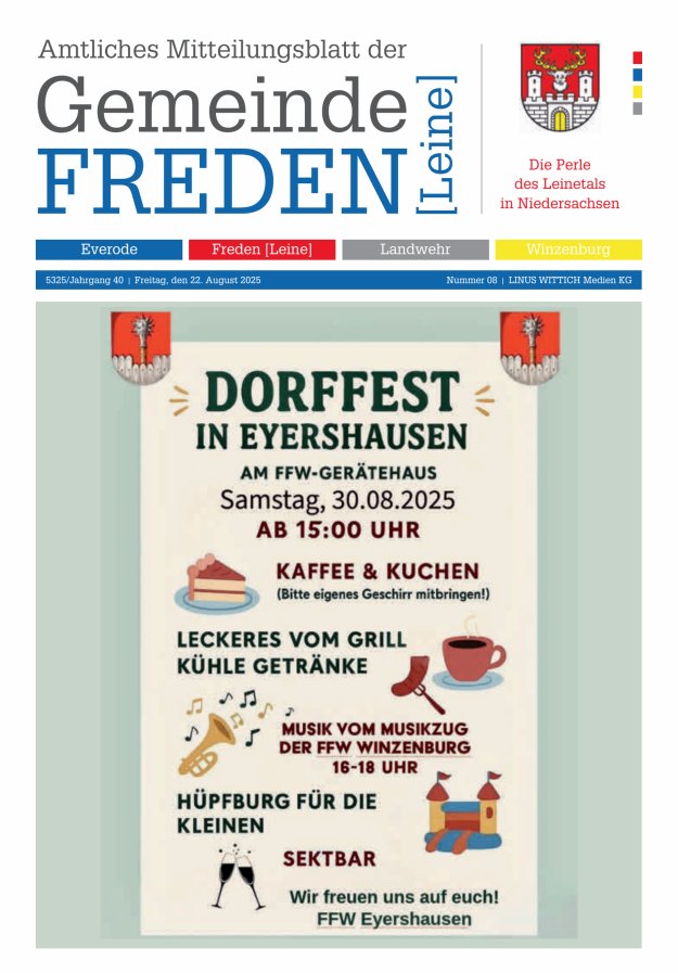 Titelblatt Amtliches Mitteilungsblatt der Samtgemeinde Freden (Leine) Ausgabe: 04/2024