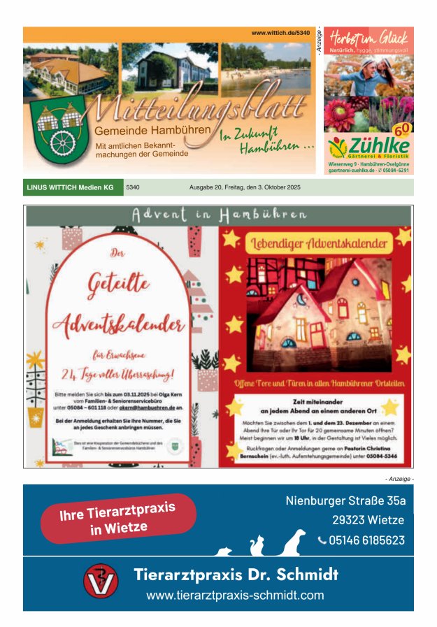 Titelblatt Mitteilungsblatt der Gemeinde Hambühren