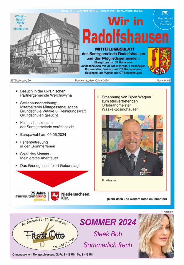 Titelblatt Wir in Radolfshausen Ausgabe: 04/2024