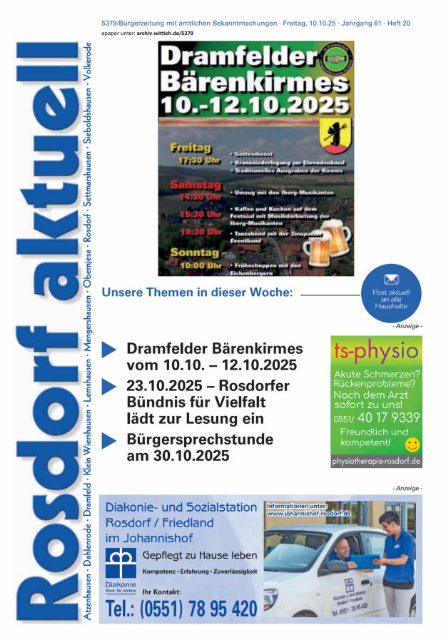 Titelblatt Rosdorf aktuell Ausgabe: 09/2024