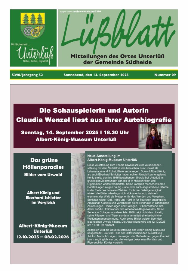 Titelblatt Mitteilungsblatt der Gemeinde Unterlüß