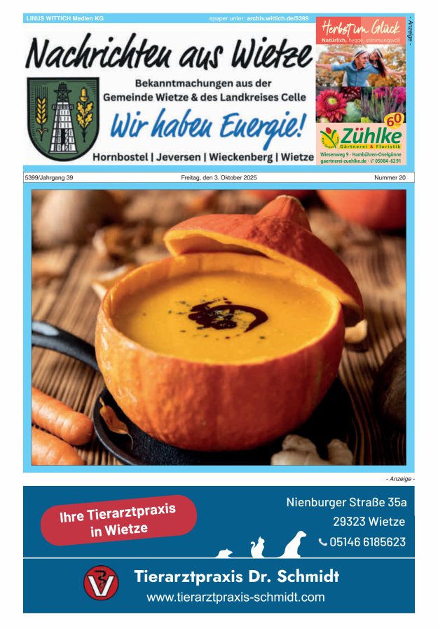 Titelblatt Nachrichten aus Wietze