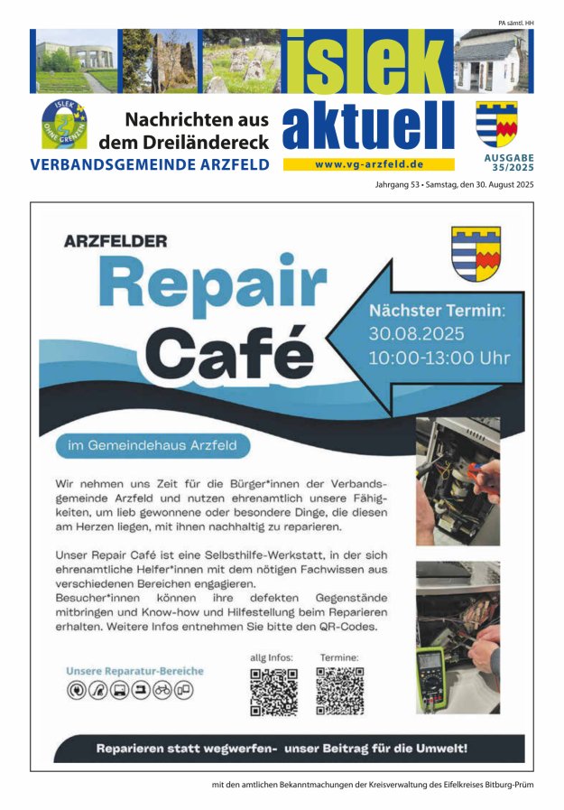 Titelblatt Islek aktuell VG Arzfeld
