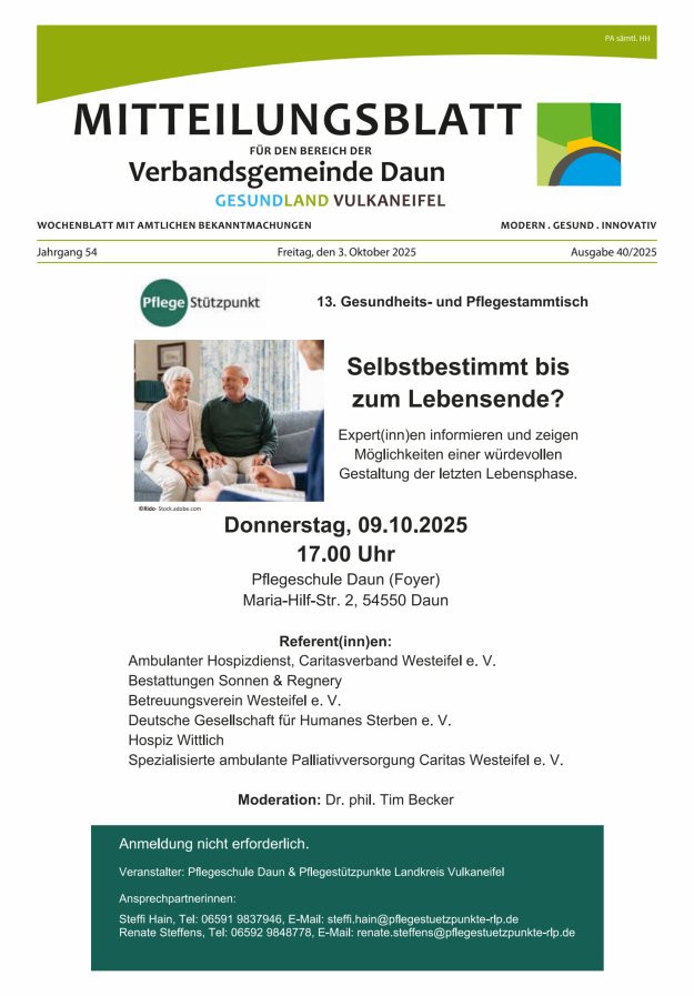 Titelblatt Mitteilungsblatt VG Daun