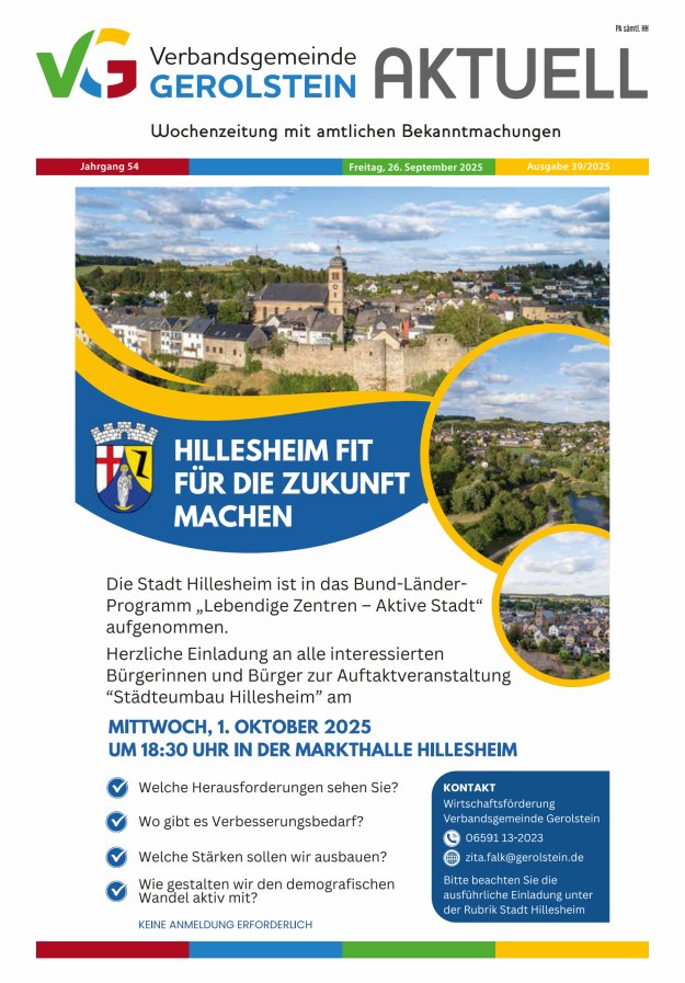 Titelblatt Verbandsgemeinde Gerolstein aktuell Ausgabe: 17/2024