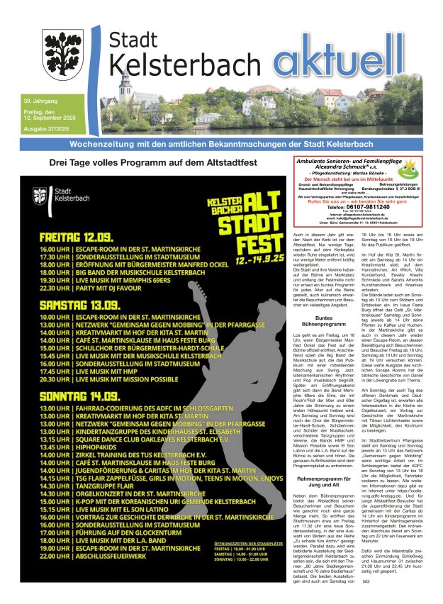 Titelblatt Kelsterbach aktuell Ausgabe: 20/2024