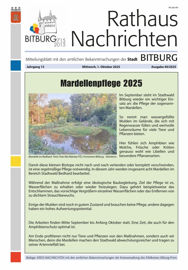 Titelblatt Rathaus-Nachrichten Bitburg Ausgabe: 20/2024