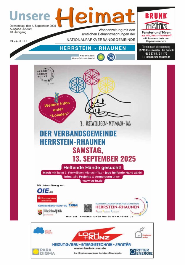 Titelblatt Unsere Heimat VG Herrstein-Rhaunen