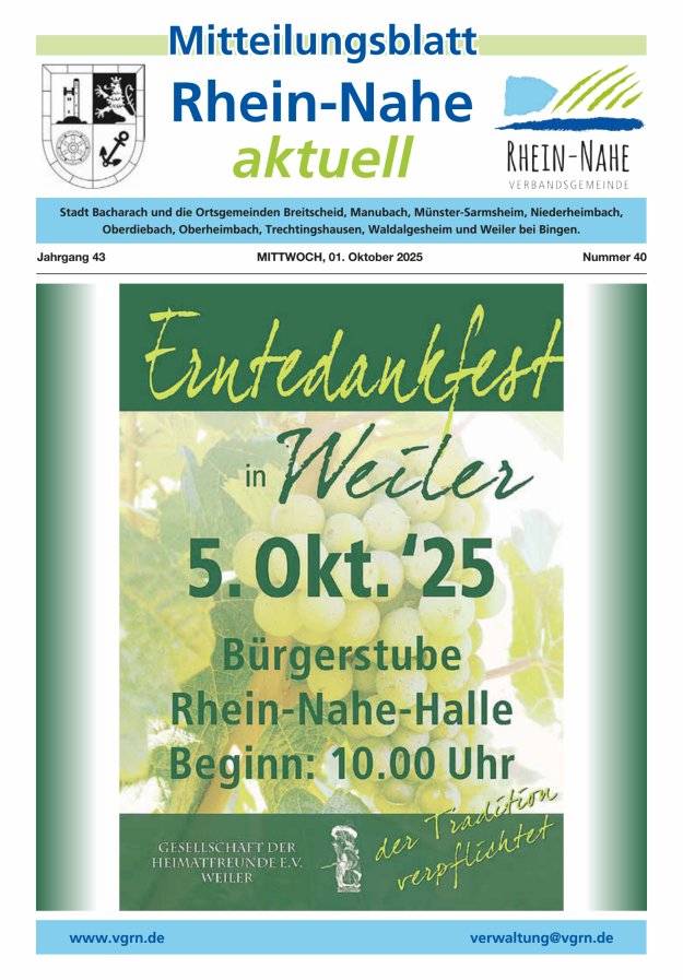 Titelblatt Rhein-Nahe aktuell Ausgabe: 20/2024