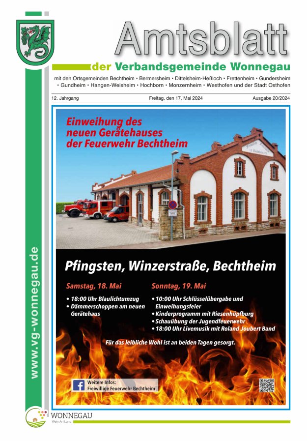 Titelblatt Amtsblatt der Verbandsgemeinde Wonnegau Ausgabe: 17/2024