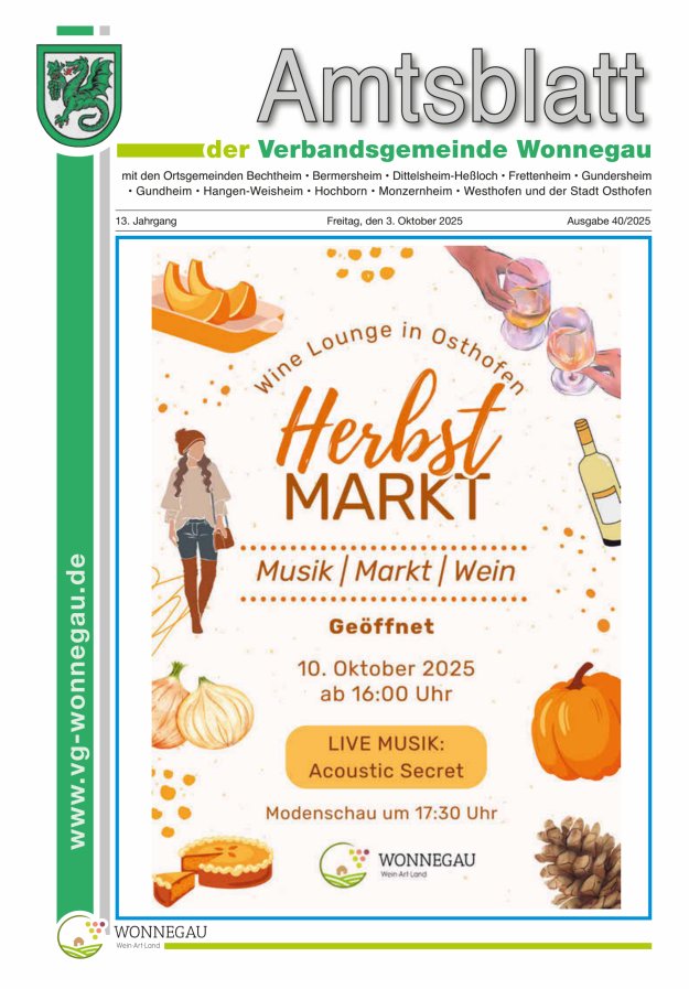 Titelblatt Amtsblatt VG Wonnegau