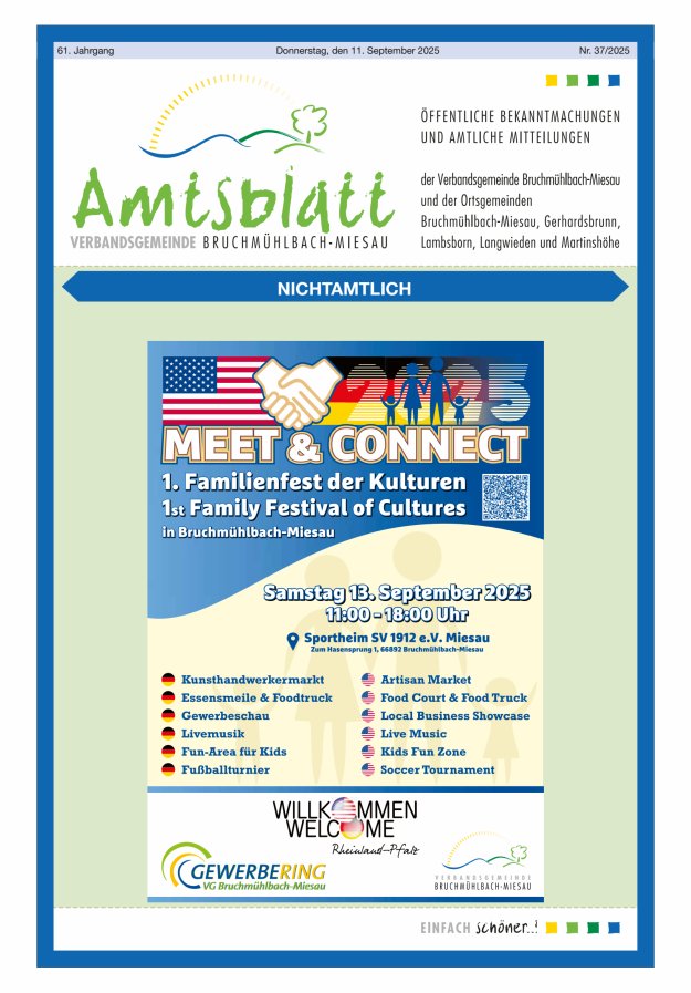 Titelblatt Amtsblatt VG Bruchmühlbach-Miesau Ausgabe: 19/2024