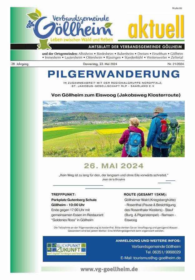 Titelblatt Verbandsgemeinde Göllheim aktuell Ausgabe: 17/2024