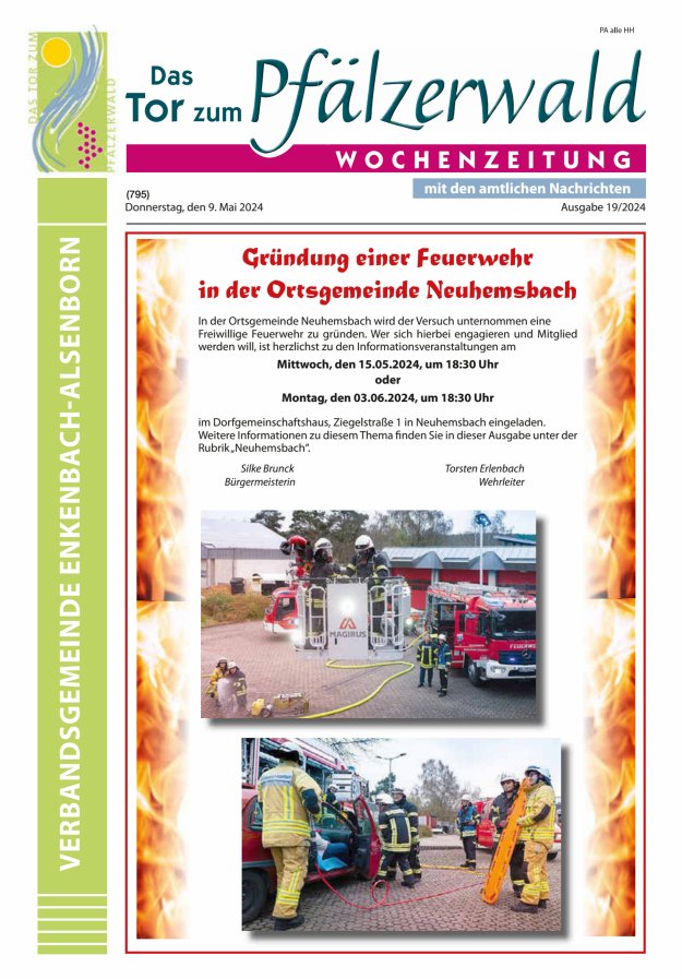 Titelblatt Das Tor zum Pfälzer Wald - VG Enkenbach-Alsenborn Ausgabe: 19/2024