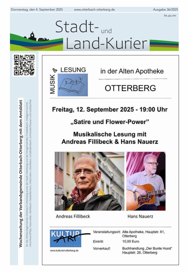 Titelblatt Stadt- und Land-Kurier Otterbach-Otterberg Ausgabe: 19/2024